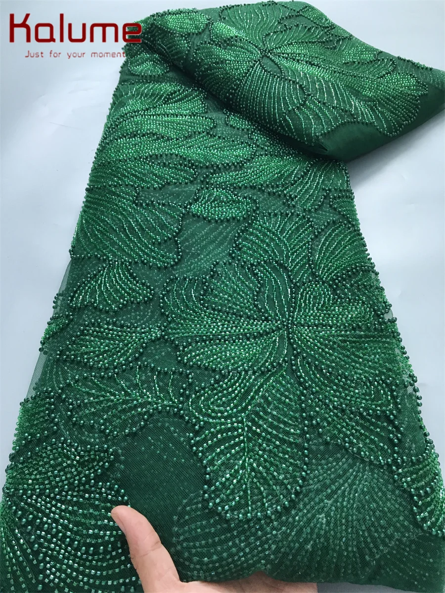 5yard Kalume Green French Mesh Lace Fabric Beads African Lace Fabrics Nigerian Mesh Lace Fabric For Diy Dresses Party 5yard Kalume Green French Mesh Lace Fabric Beads African Lace Fabrics Nigerian Mesh Lace Fabric For Diy Dresses Party