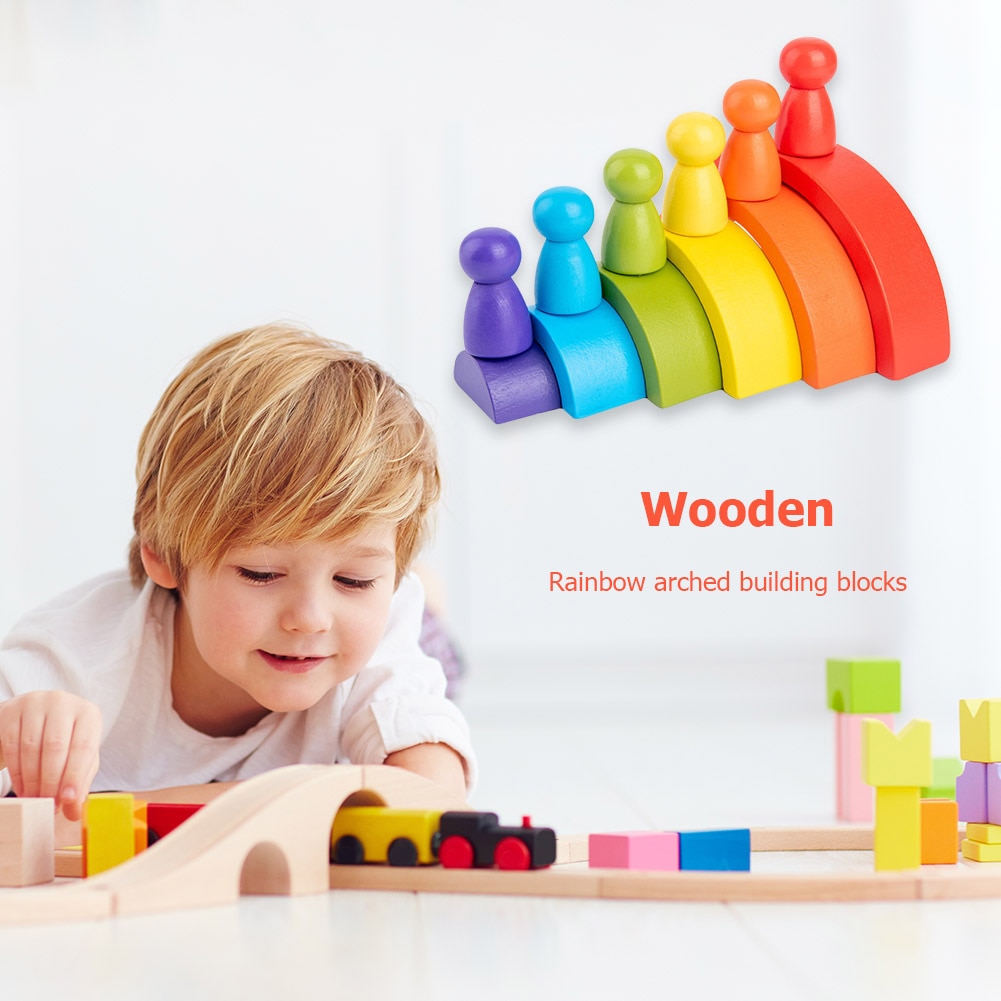 6 Colors Stacking Wooden Rainbow 6 Colors Stacking Wooden Rainbow