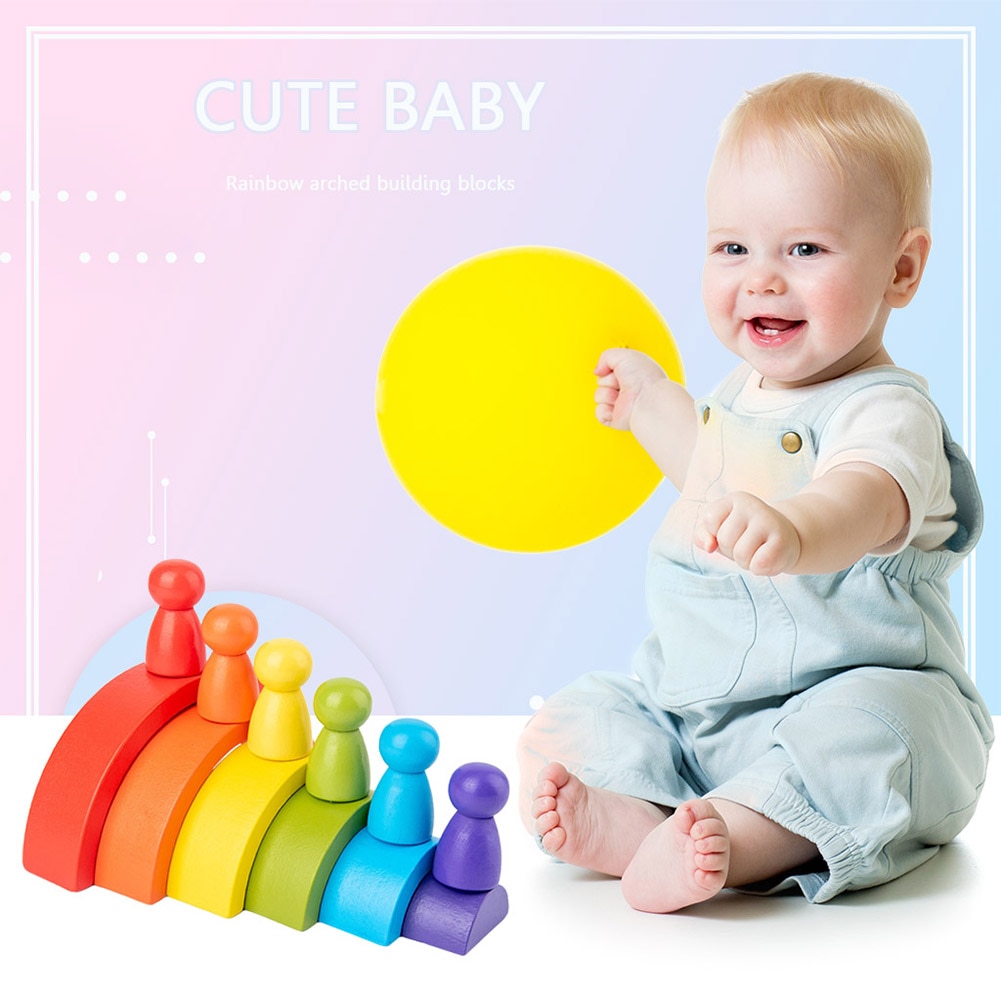 6 Colors Stacking Wooden Rainbow 6 Colors Stacking Wooden Rainbow
