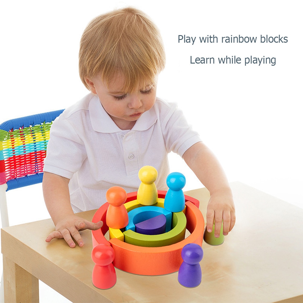 6 Colors Stacking Wooden Rainbow 6 Colors Stacking Wooden Rainbow