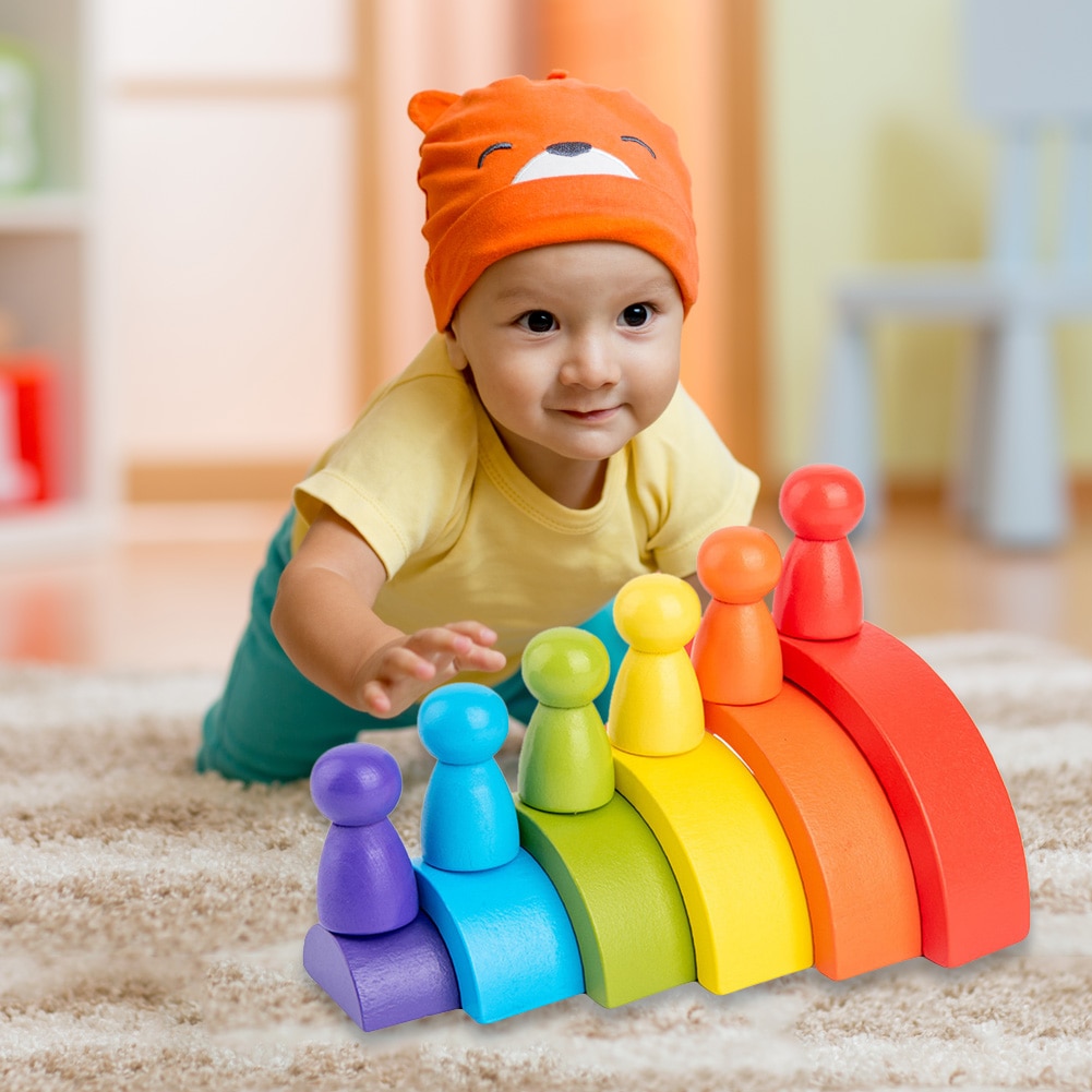 6 Colors Stacking Wooden Rainbow 6 Colors Stacking Wooden Rainbow