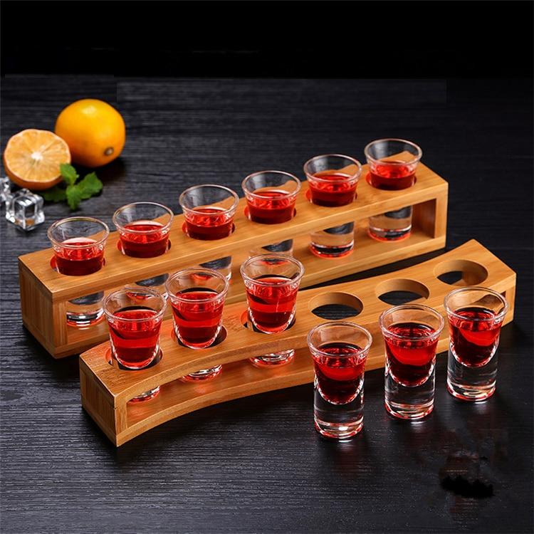 6 Hole Wooden Shot Glass Holder