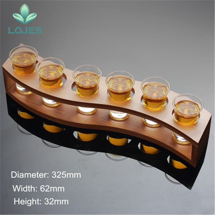 6 Hole Wooden Shot Glass Holder 6 Hole Wooden Shot Glass Holder