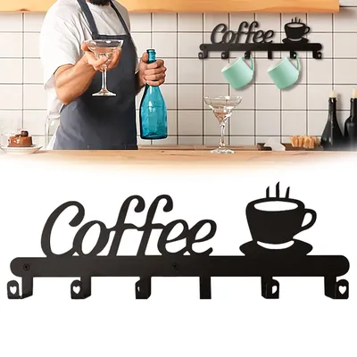 6 Hooks Wall Mounted Mug Rack 6 Hooks Wall Mounted Mug Rack
