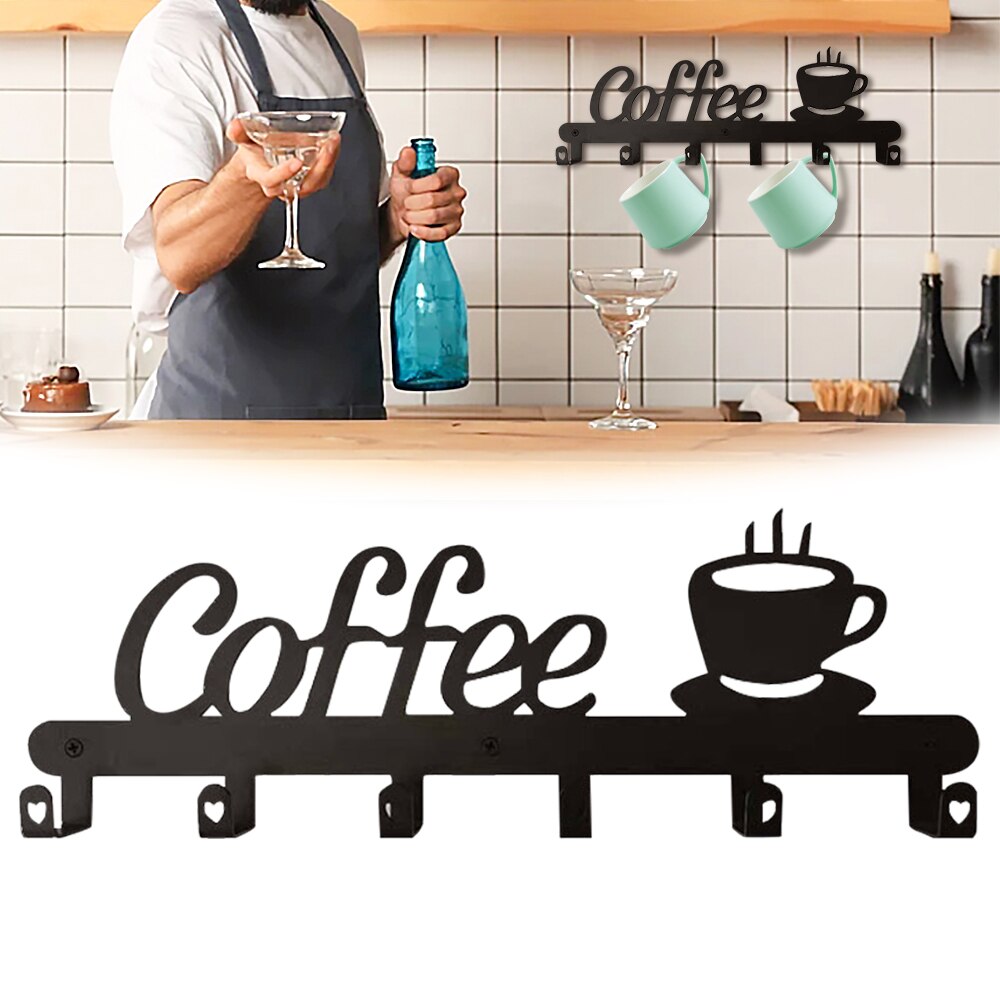 6 Hooks Wall Mounted Mug Rack