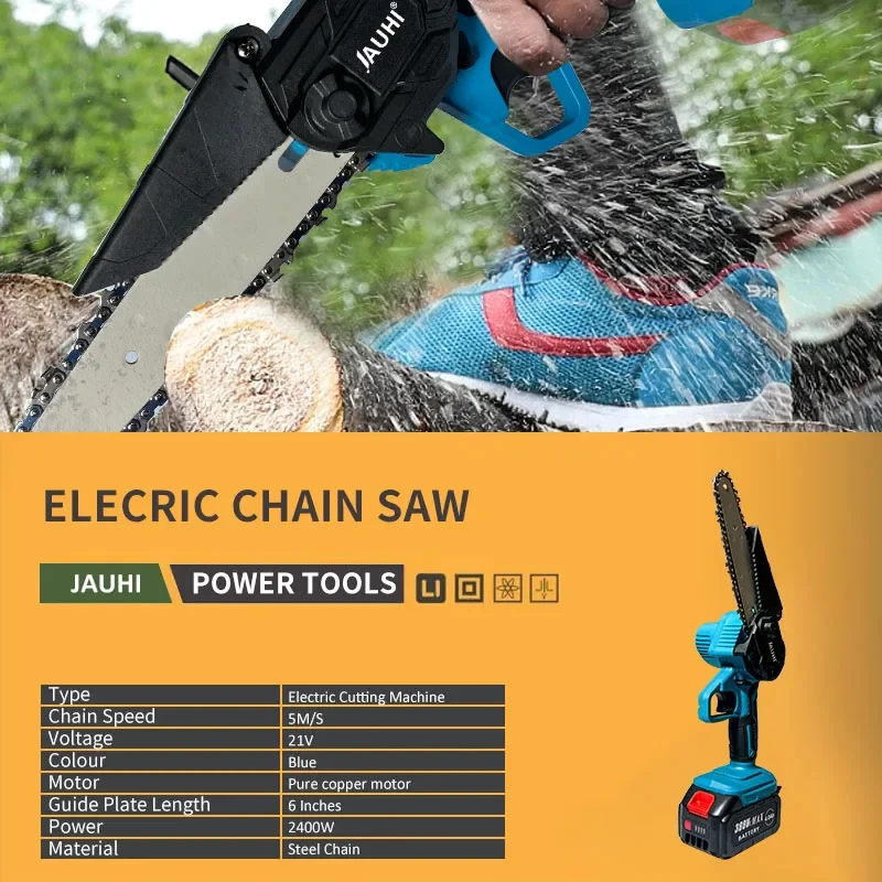 6 Inch Chain Saw Cordless Electric Saw for Makita 18V Battery Handheld Garden Logging Chainsaw Wood Cutting Power Tool
