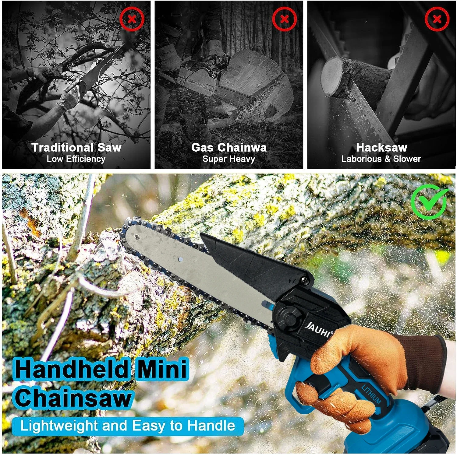 6 Inch Chain Saw Cordless Electric Saw for Makita 18V Battery Handheld Garden Logging Chainsaw Wood Cutting Power Tool