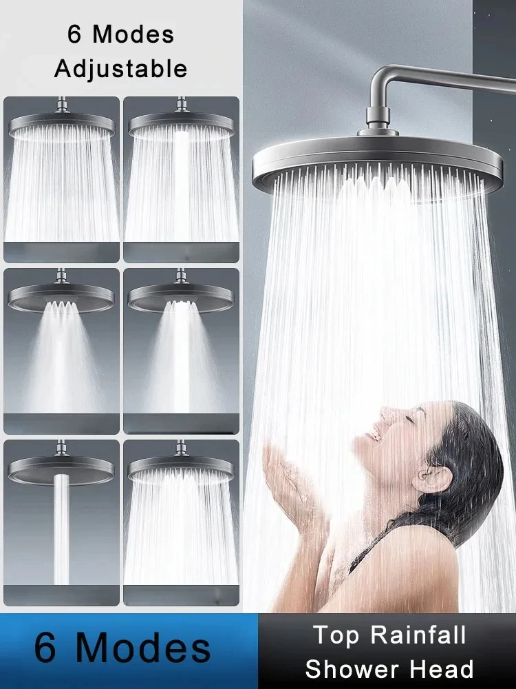6 Modes Rainfall Shower Head Bathroom High Pressure Top Rain Shower Heads Shower Faucet Accessories Gun 6 Modes Rainfall Shower Head Bathroom High Pressure Top Rain Shower Heads Shower Faucet Accessories Gun