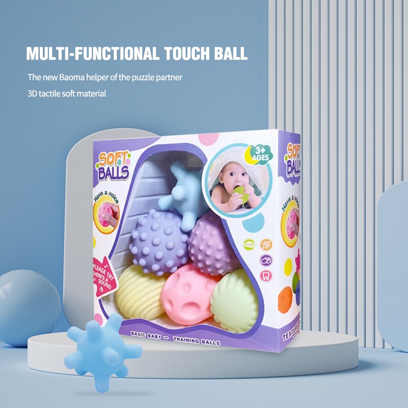 6 PCS Baby Toys Sensory Balls For Children Textured Hand Touch Ball Soft Massage Ball Infant Rattle Senses Toys 6 PCS Baby Toys Sensory Balls For Children Textured Hand Touch Ball Soft Massage Ball Infant Rattle Senses Toys