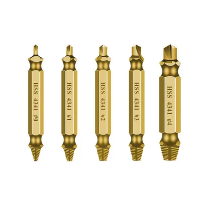 6 PCS HSS Damaged Screw Extractor Drill Stripped Screw Extractor Remover Set Double Ended Broken Screw Bolt Demolition