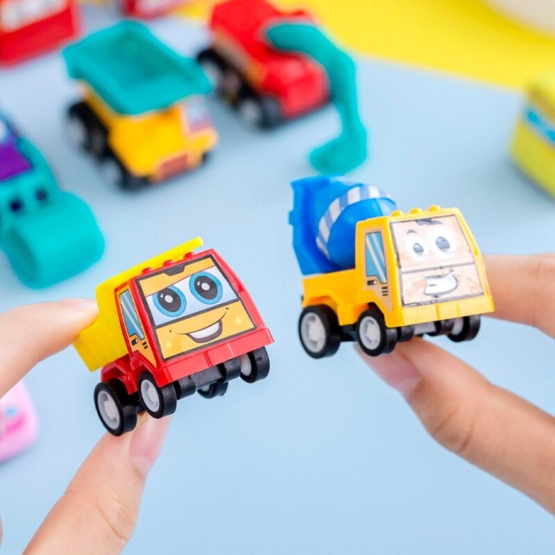 6 PCS Mini Inertial Pull Back Engineering Car Plastic Friction Vehicle Truck Model Toy For Children Boy Girl Birthday