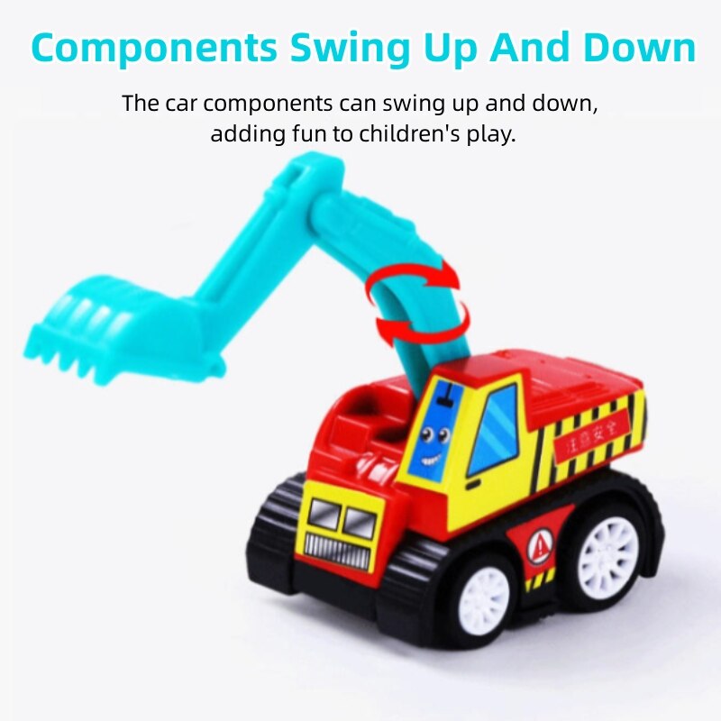 6 PCS Mini Inertial Pull Back Engineering Car Plastic Friction Vehicle Truck Model Toy For Children Boy Girl Birthday