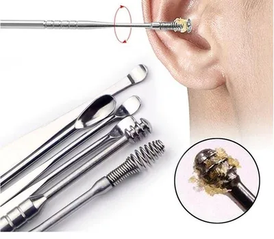 6 Pcs Stainless Steel Earpick Set Ear Vax Remover Double Headed Spiral Cleaning Tools Curette Spoon Care