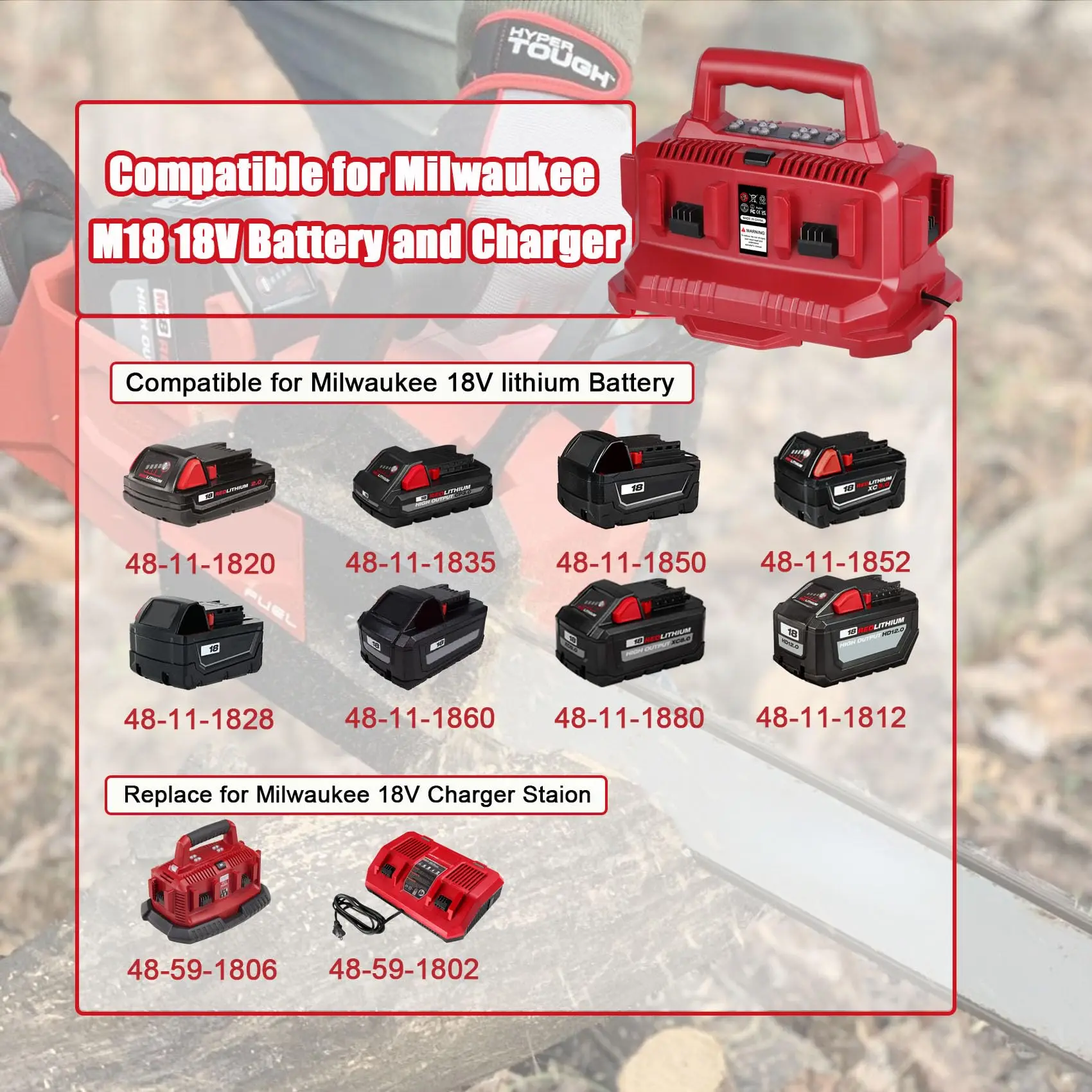 6 Port Charger for Milwaukee M18 Battery,M18 Charger Station 48-59-1806,Compatible for Milwaukee 18V Battery,with LED 6 Port Charger for Milwaukee M18 Battery,M18 Charger Station 48-59-1806,Compatible for Milwaukee 18V Battery,with LED