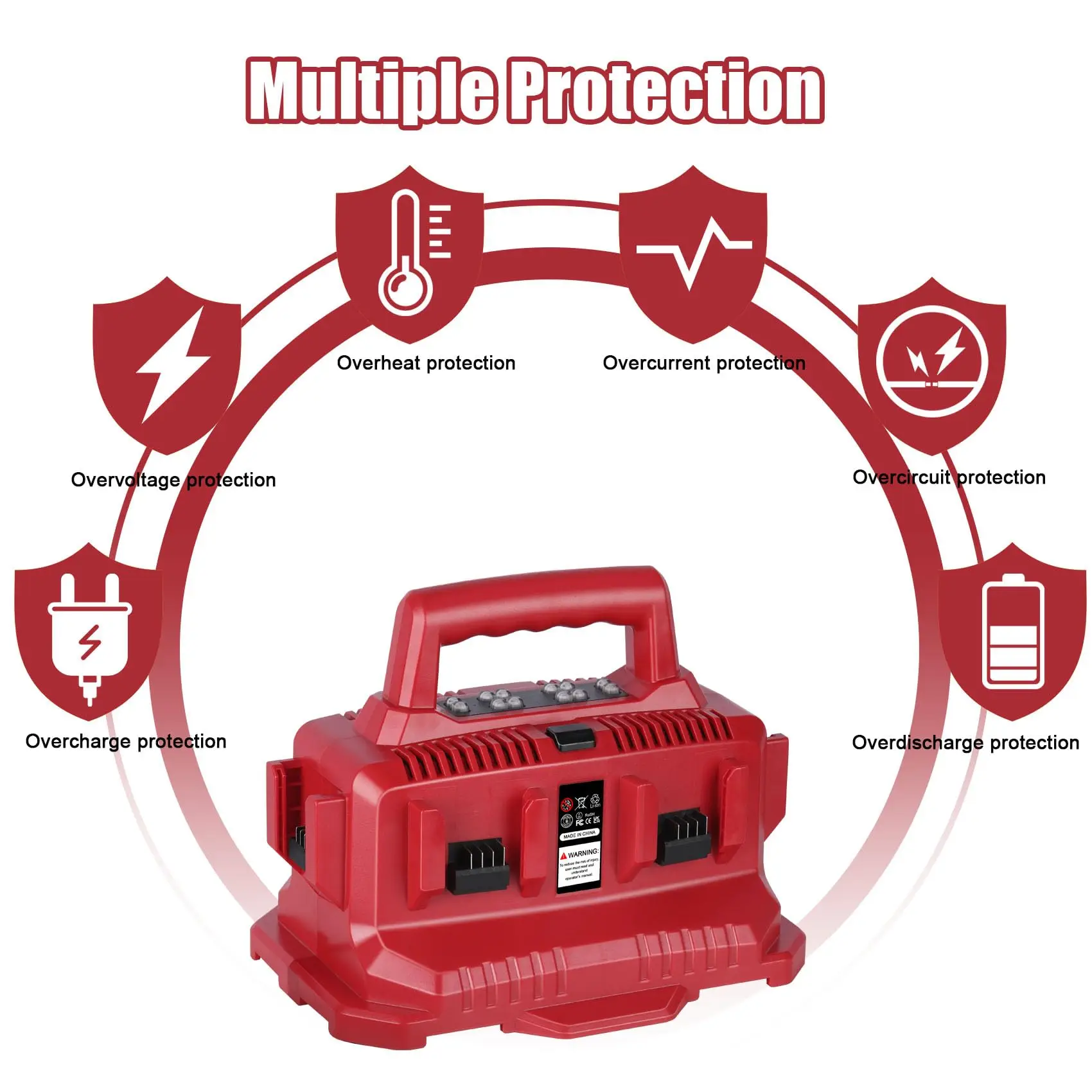 6 Port Charger for Milwaukee M18 Battery,M18 Charger Station 48-59-1806,Compatible for Milwaukee 18V Battery,with LED 6 Port Charger for Milwaukee M18 Battery,M18 Charger Station 48-59-1806,Compatible for Milwaukee 18V Battery,with LED