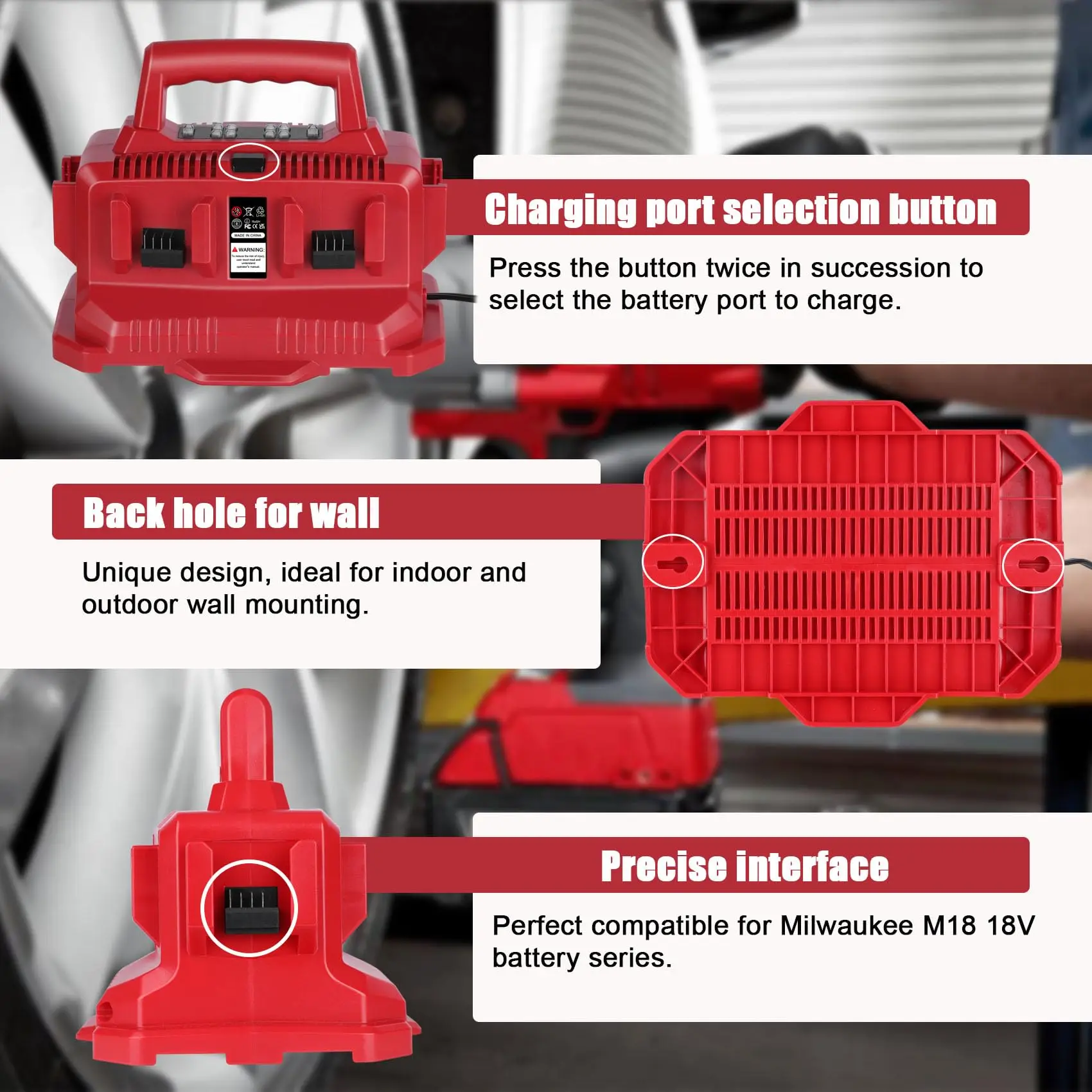 6 Port Charger for Milwaukee M18 Battery,M18 Charger Station 48-59-1806,Compatible for Milwaukee 18V Battery,with LED 6 Port Charger for Milwaukee M18 Battery,M18 Charger Station 48-59-1806,Compatible for Milwaukee 18V Battery,with LED
