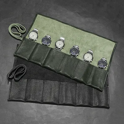 6 Slots Leather Watch Roll Organizer 6 Slots Leather Watch Roll Organizer