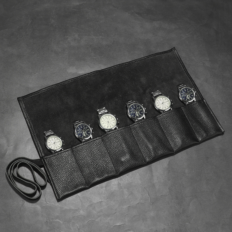 6 Slots Leather Watch Roll Organizer 6 Slots Leather Watch Roll Organizer