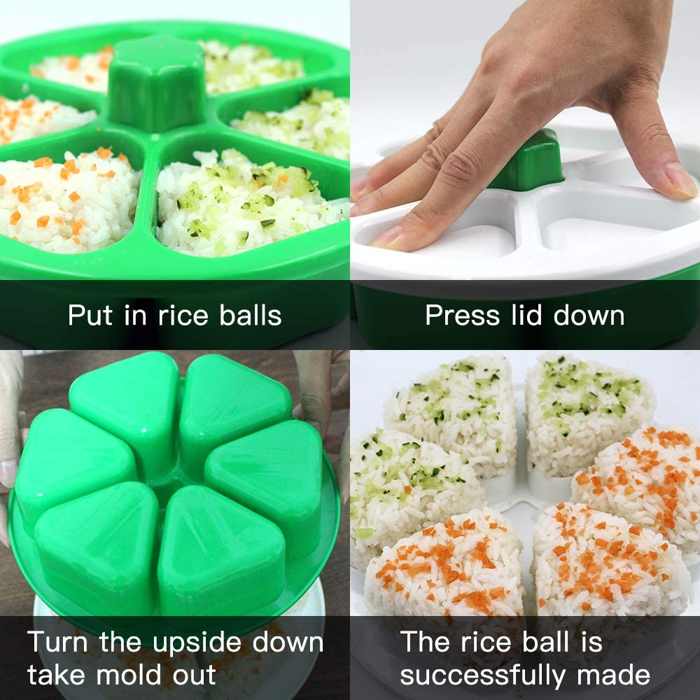 6 Slots Triangle Onigiri Mold with Lid 6 Slots Triangle Onigiri Mold with Lid