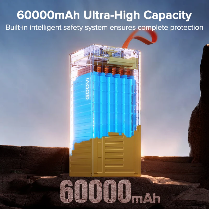 60,000mAh Power Bank 22.5W PD QC 3.0 Charger Powerbank Large Battery Capacity Power Station Fast Charging