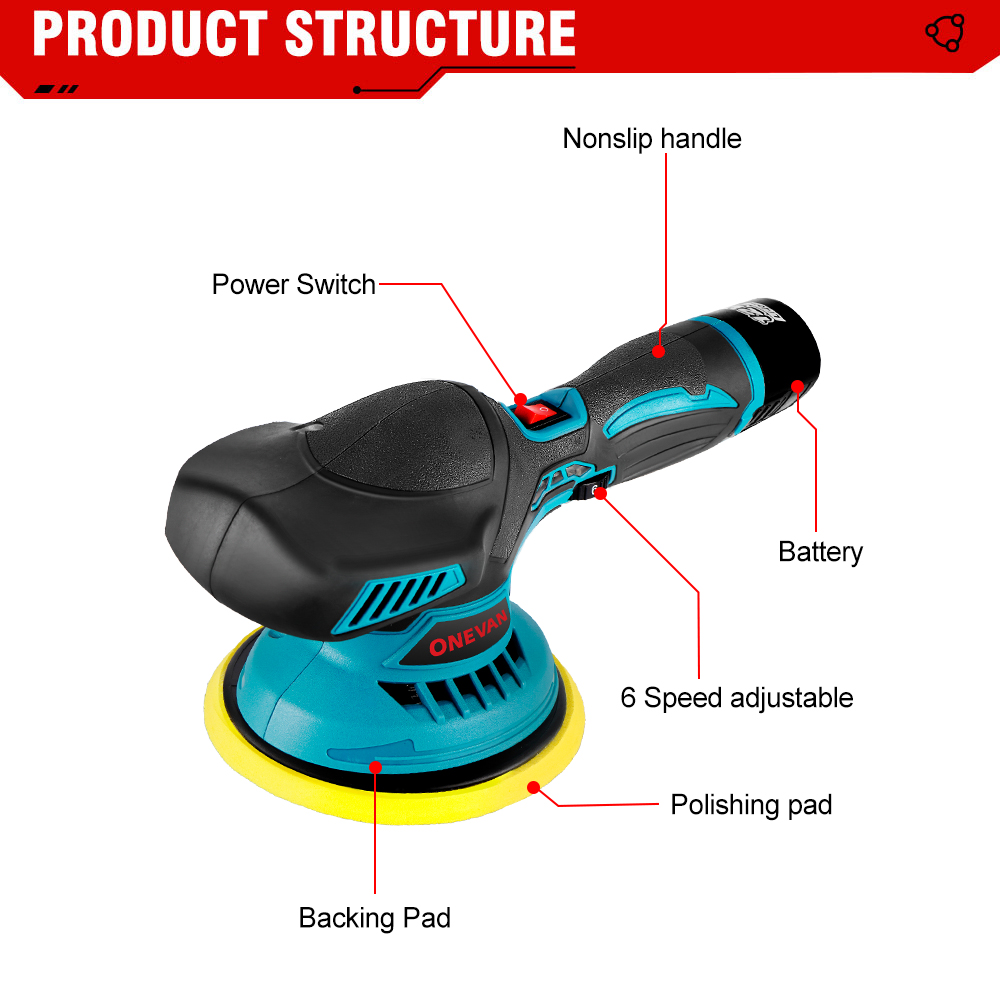 6000RPM Cordless Mini Polisher 6 Gears Car Polishing Machine 12V Electric Cars Polish Machines Adjustment Speeds Power 6000RPM Cordless Mini Polisher 6 Gears Car Polishing Machine 12V Electric Cars Polish Machines Adjustment Speeds Power