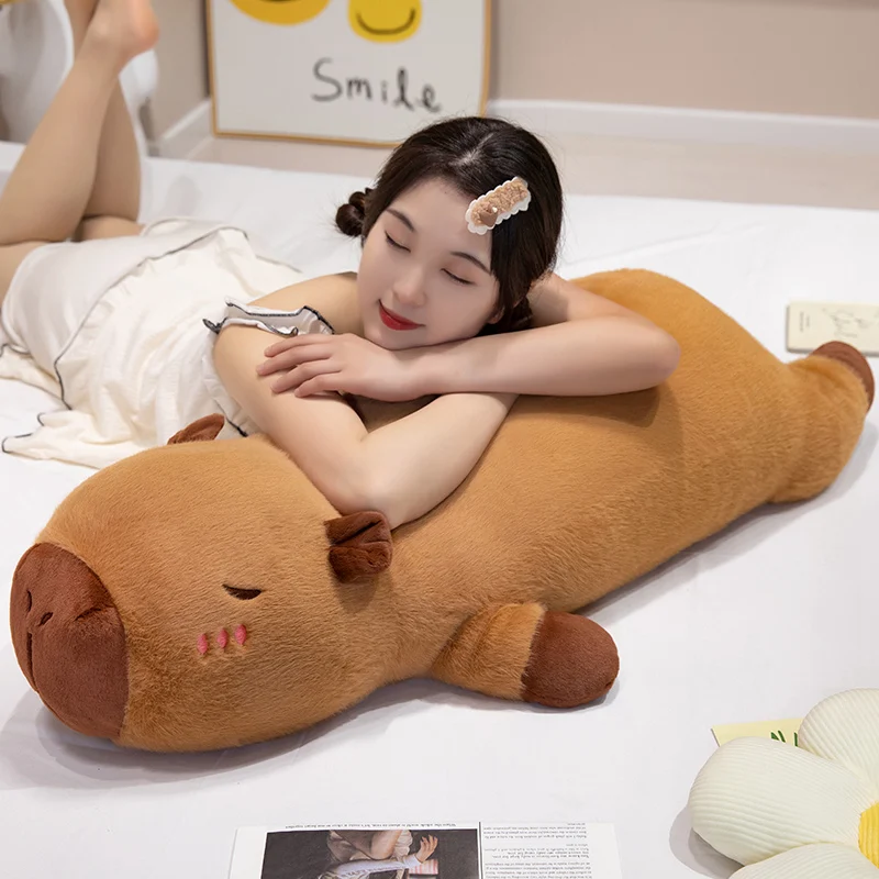 60cm-100cm Kawaii Cartoon Giant Strip Capybara Plush Doll Pillow Lying Brown Orange Wings Creative Capybara Plush Toy 60cm-100cm Kawaii Cartoon Giant Strip Capybara Plush Doll Pillow Lying Brown Orange Wings Creative Capybara Plush Toy