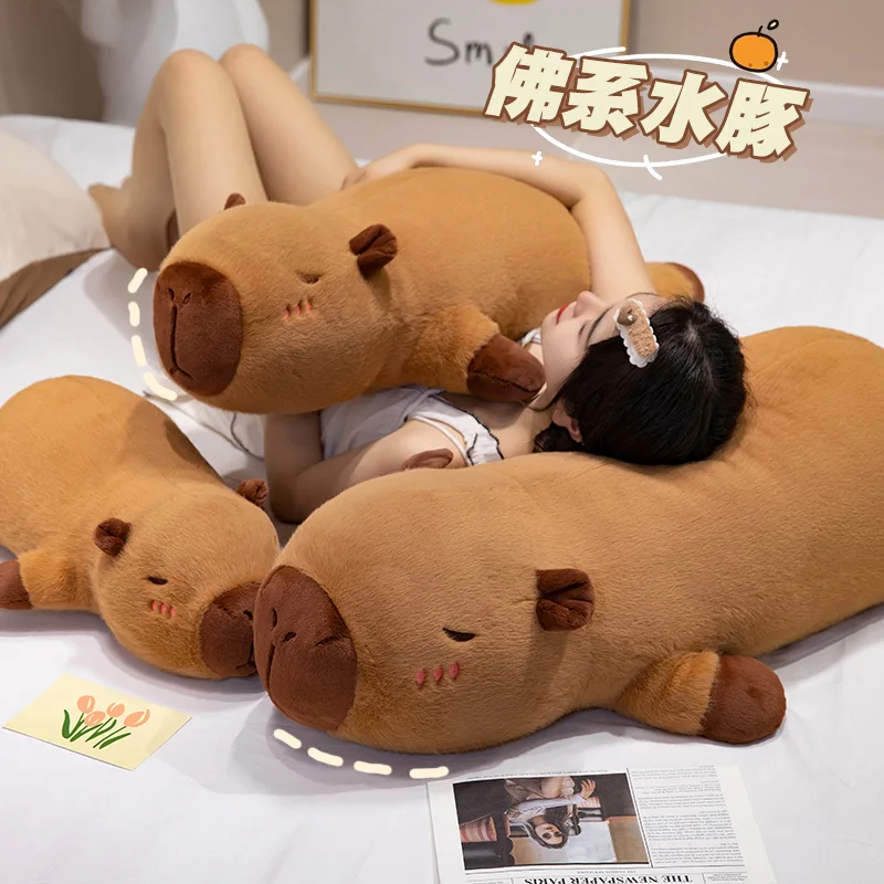 60cm-100cm Kawaii Cartoon Giant Strip Capybara Plush Doll Pillow Lying Brown Orange Wings Creative Capybara Plush Toy 60cm-100cm Kawaii Cartoon Giant Strip Capybara Plush Doll Pillow Lying Brown Orange Wings Creative Capybara Plush Toy