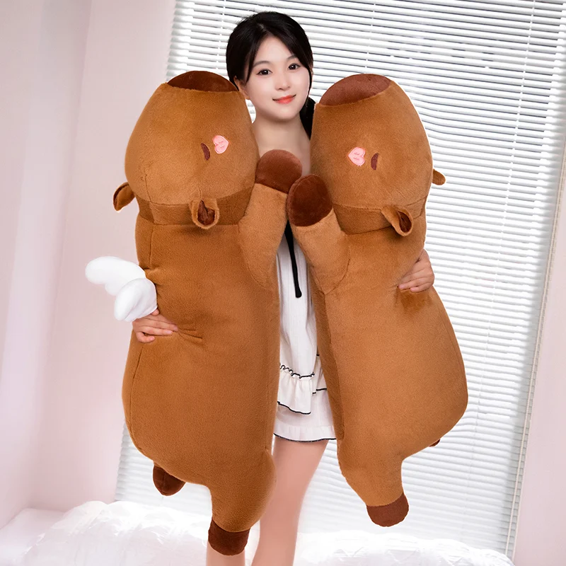 60cm-100cm Kawaii Cartoon Giant Strip Capybara Plush Doll Pillow Lying Brown Orange Wings Creative Capybara Plush Toy 60cm-100cm Kawaii Cartoon Giant Strip Capybara Plush Doll Pillow Lying Brown Orange Wings Creative Capybara Plush Toy