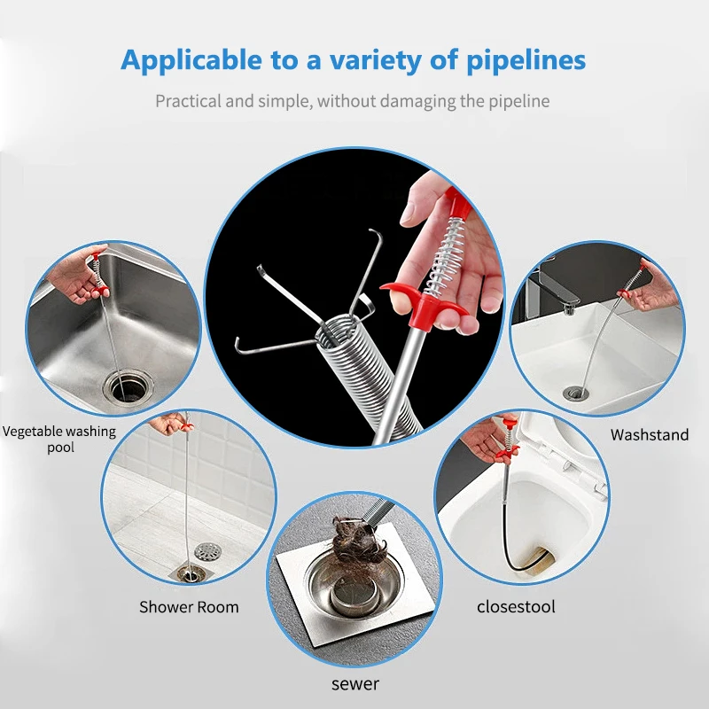 60cm Spring Pipe Dredging Tools Drain Snake Drain Cleaner Sticks Clog Remover Cleaning