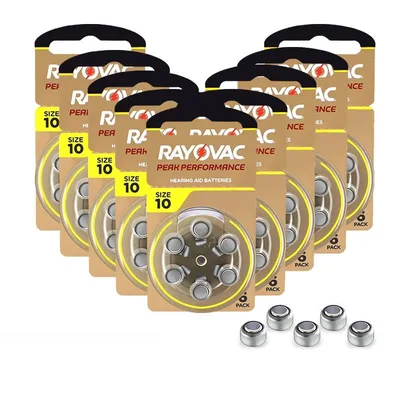 60Pcs Hearing Aid Batteries 10 A10 ZA10 10A P10 PR70 Rayovac Peak High Performance Zinc Air Battery For Mini Digital