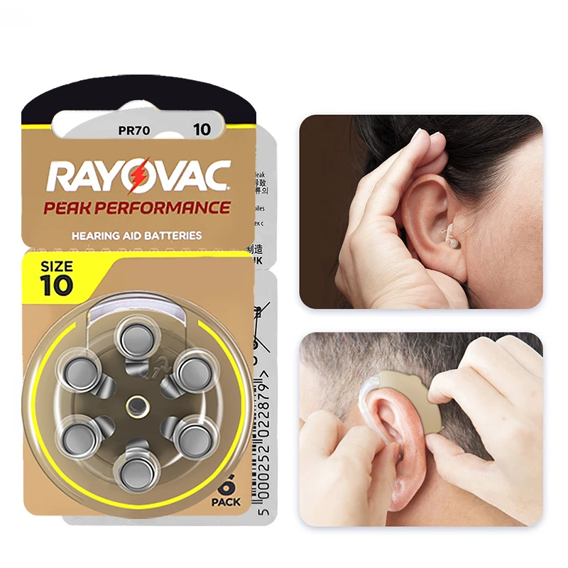 60Pcs Hearing Aid Batteries 10 A10 ZA10 10A P10 PR70 Rayovac Peak High Performance Zinc Air Battery For Mini Digital