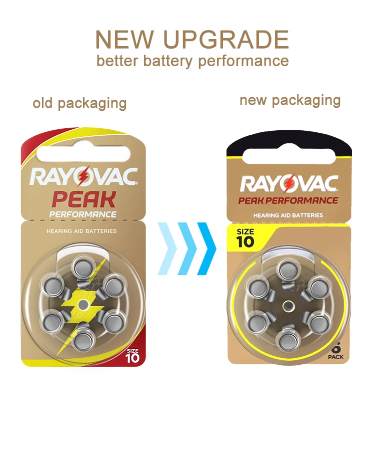 60Pcs Hearing Aid Batteries 10 A10 ZA10 10A P10 PR70 Rayovac Peak High Performance Zinc Air Battery For Mini Digital