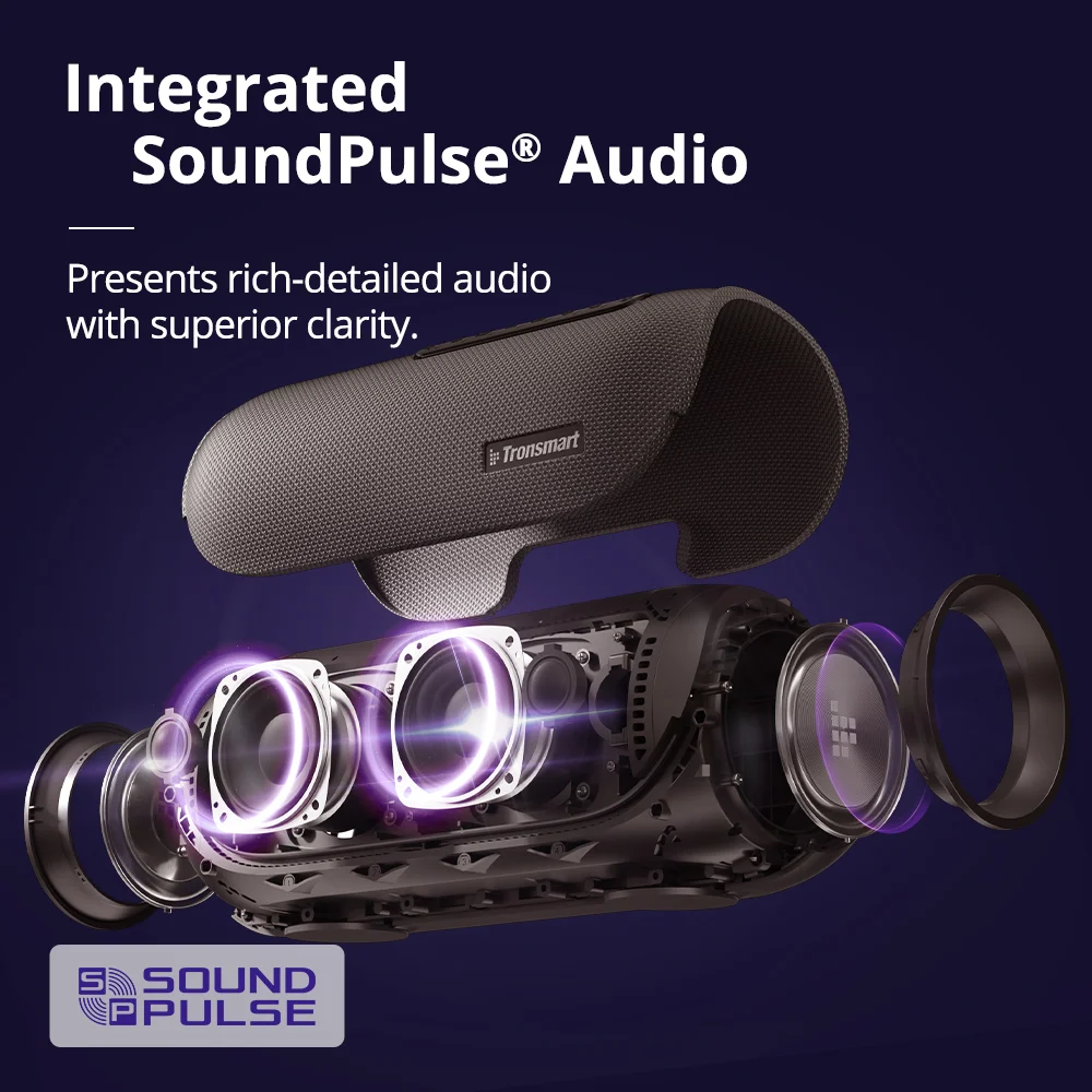 60W Bluetooth Speaker with Lossless Hi-Res Audio Heavy Bass App Control Portable Handle for Party