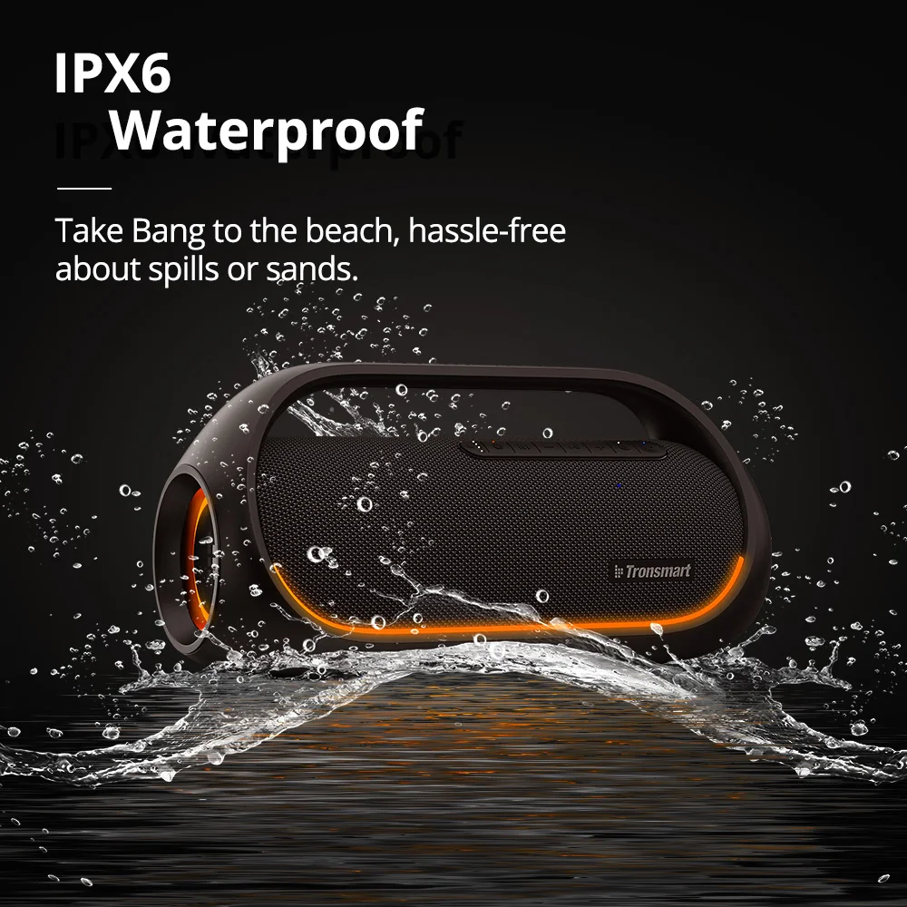 60W Bluetooth Speaker with Lossless Hi-Res Audio Heavy Bass App Control Portable Handle for Party