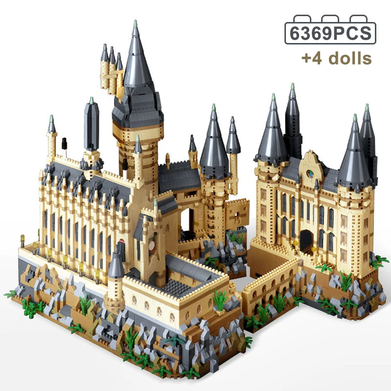 6369pcs Micro Bricks City Creative Medieval Magic Castle with Lights Series School Architecture Palace Model Building 6369pcs Micro Bricks City Creative Medieval Magic Castle with Lights Series School Architecture Palace Model Building