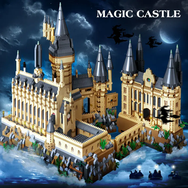 6369pcs Micro Bricks City Creative Medieval Magic Castle with Lights Series School Architecture Palace Model Building 6369pcs Micro Bricks City Creative Medieval Magic Castle with Lights Series School Architecture Palace Model Building