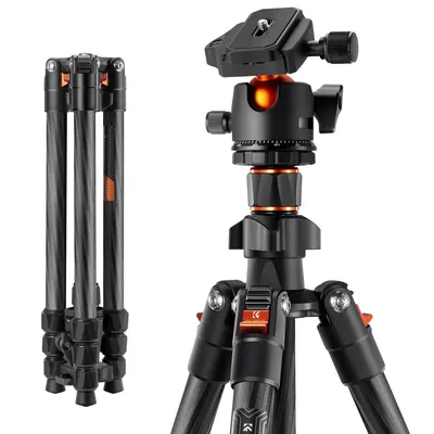 64 inch/162cm Carbon Fiber Camera Tripod Lightweight Travel Tripod with 36mm Metal Ball Head Quick Release Plate