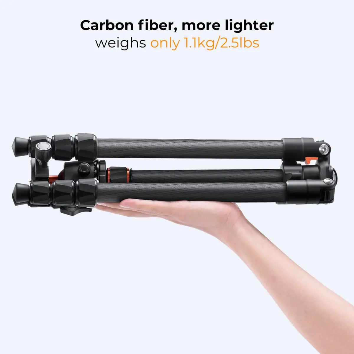 64 inch/162cm Carbon Fiber Camera Tripod Lightweight Travel Tripod with 36mm Metal Ball Head Quick Release Plate