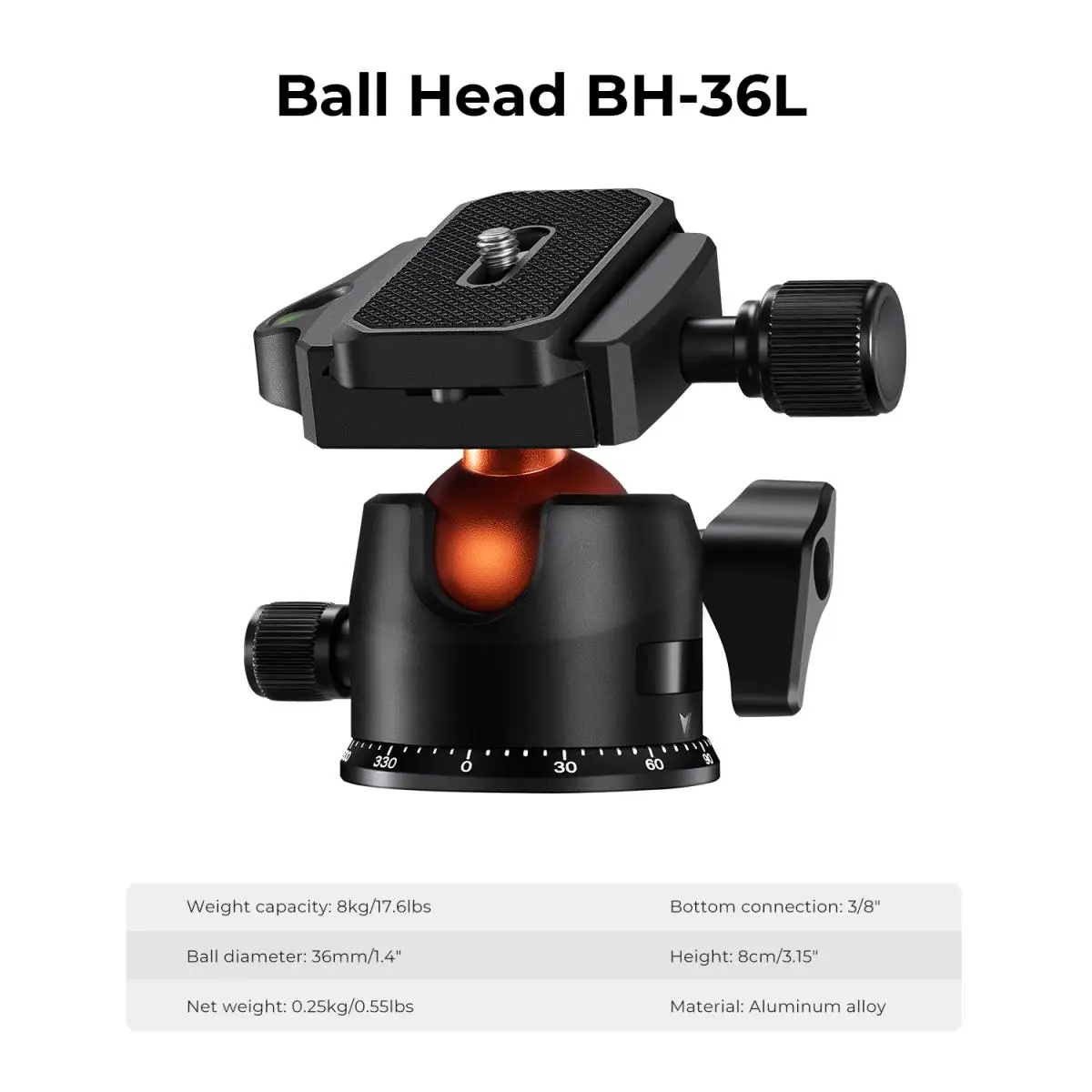 64 inch/162cm Carbon Fiber Camera Tripod Lightweight Travel Tripod with 36mm Metal Ball Head Quick Release Plate