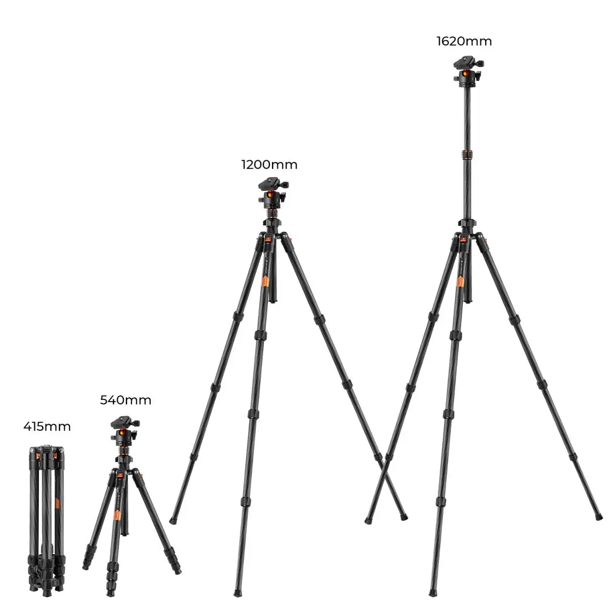 64 inch/162cm Carbon Fiber Camera Tripod Lightweight Travel Tripod with 36mm Metal Ball Head Quick Release Plate