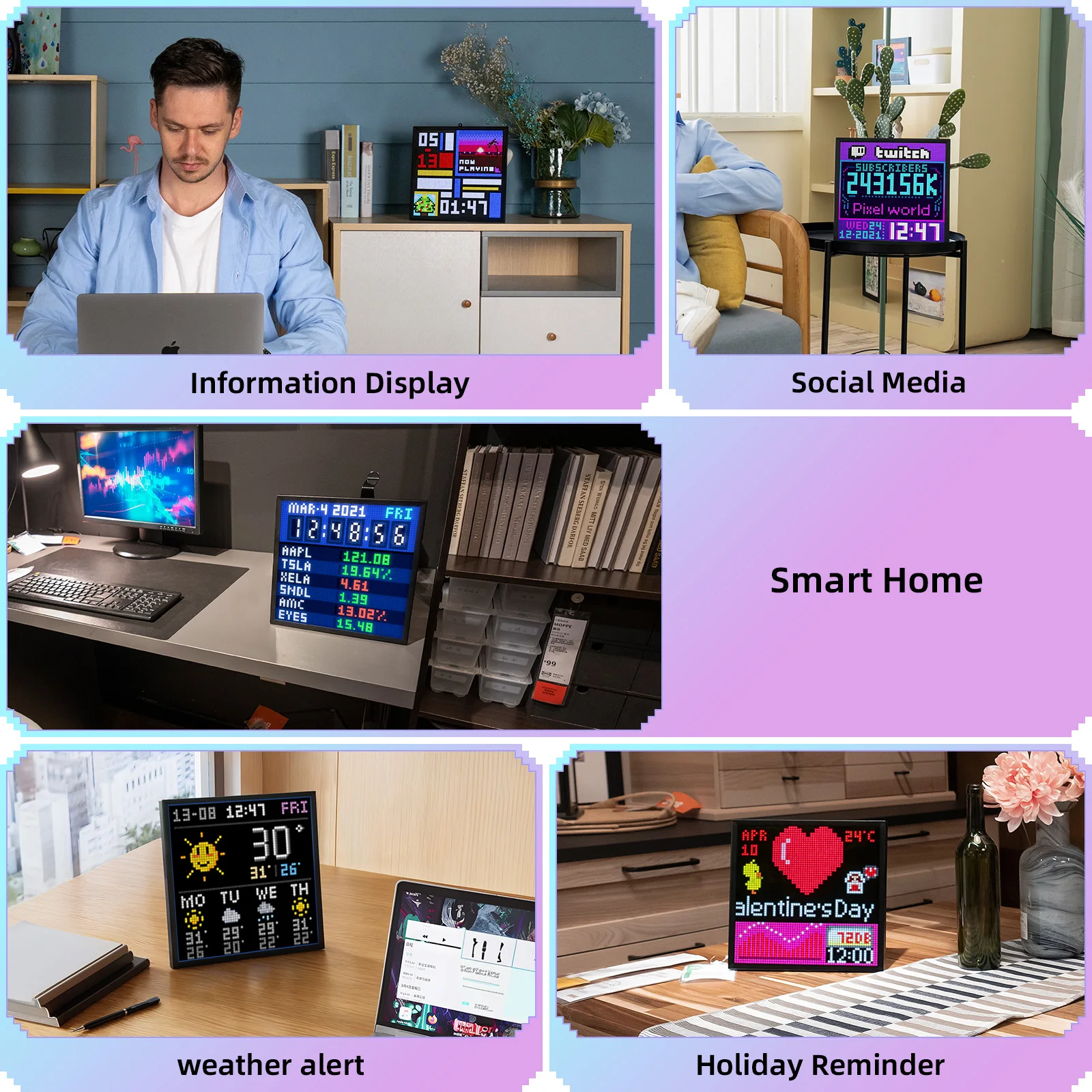 64 WiFi 64 X 64 LED Panel for Gaming Room Decoration Pixel Art Display WiFi Cloud Digital Frame with APP Control, 64 WiFi 64 X 64 LED Panel for Gaming Room Decoration Pixel Art Display WiFi Cloud Digital Frame with APP Control,