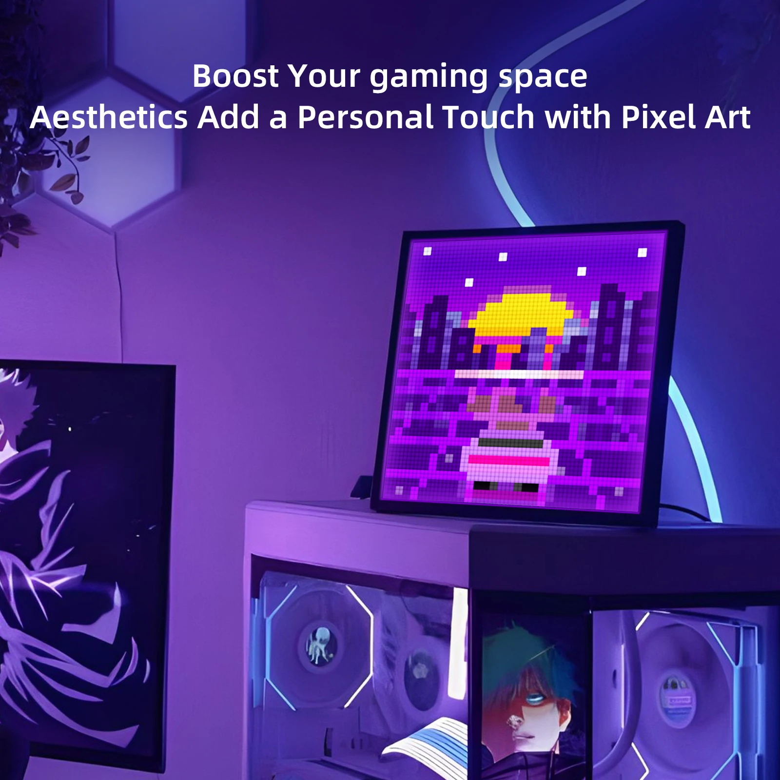 64 WiFi 64 X 64 LED Panel for Gaming Room Decoration Pixel Art Display WiFi Cloud Digital Frame with APP Control, 64 WiFi 64 X 64 LED Panel for Gaming Room Decoration Pixel Art Display WiFi Cloud Digital Frame with APP Control,