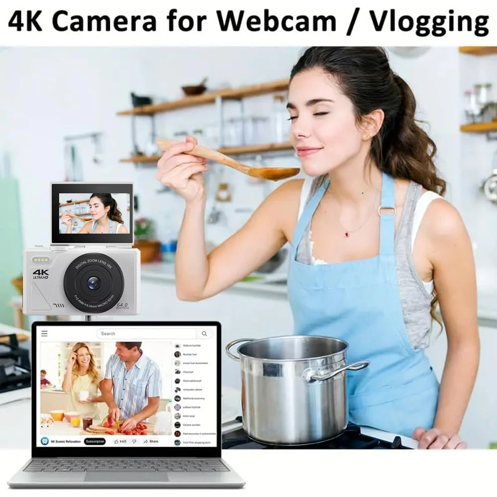 64MP Digital Photography Camera 3.0″ Flip Screen WIFI 18X Digital Zoom 4K Vintage Vlog Video Recorder YouTube Webcam