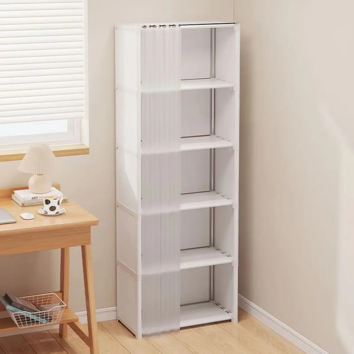 6/5 Layers Dustproof Wardrobe High Capacity Partition Bookshelf Bedroom Open Simple Assembly Storage Cabinet Bedroom 6/5 Layers Dustproof Wardrobe High Capacity Partition Bookshelf Bedroom Open Simple Assembly Storage Cabinet Bedroom