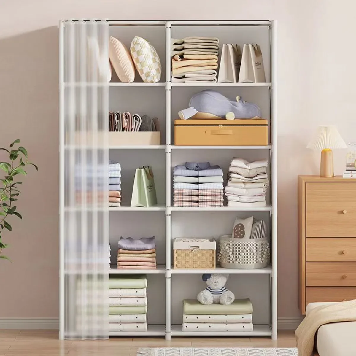 6/5 Layers Dustproof Wardrobe High Capacity Partition Bookshelf Bedroom Open Simple Assembly Storage Cabinet Bedroom 6/5 Layers Dustproof Wardrobe High Capacity Partition Bookshelf Bedroom Open Simple Assembly Storage Cabinet Bedroom