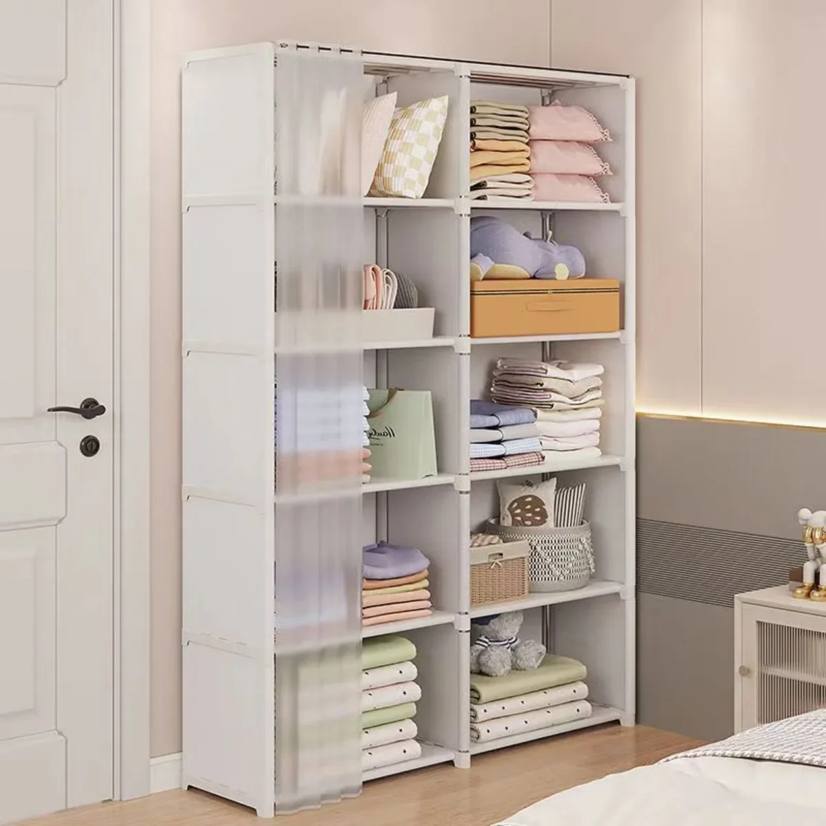 6/5 Layers Dustproof Wardrobe High Capacity Partition Bookshelf Bedroom Open Simple Assembly Storage Cabinet Bedroom 6/5 Layers Dustproof Wardrobe High Capacity Partition Bookshelf Bedroom Open Simple Assembly Storage Cabinet Bedroom