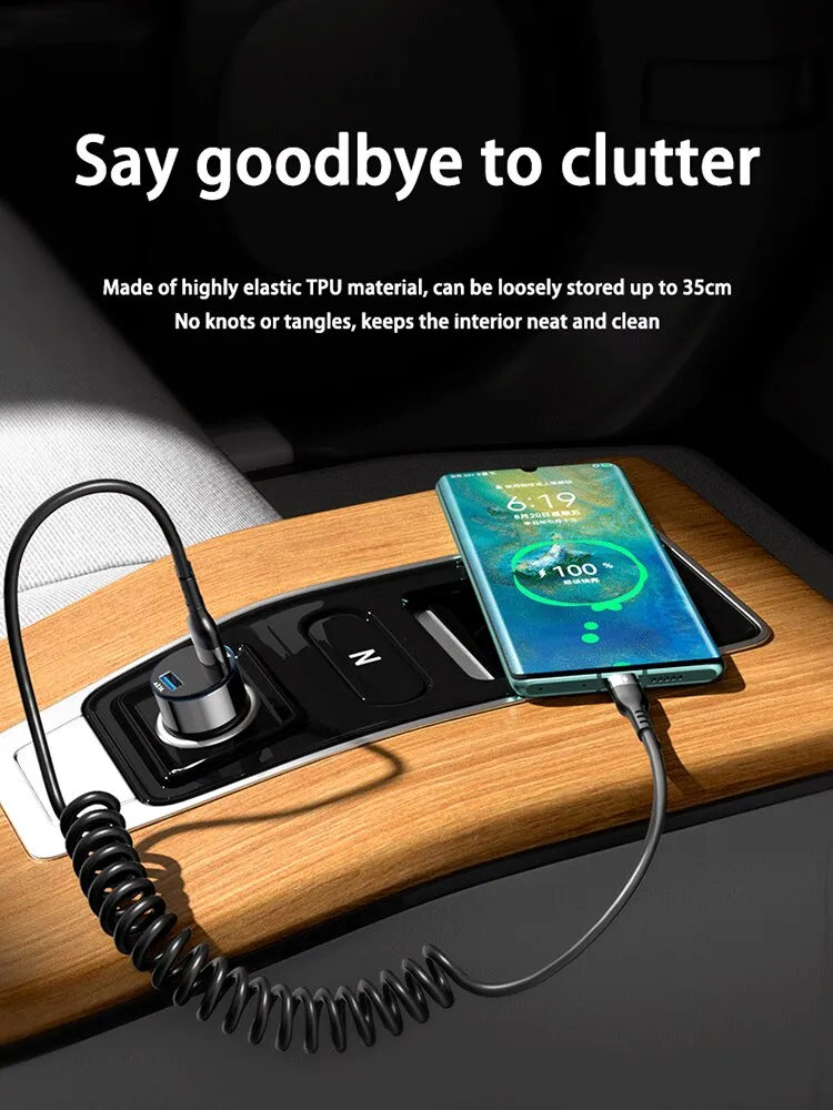 66W 5A Fast Charging Type C Cable Spring Car USB Cable Phone Charger USB C Cable 66W 5A Fast Charging Type C Cable Spring Car USB Cable Phone Charger USB C Cable