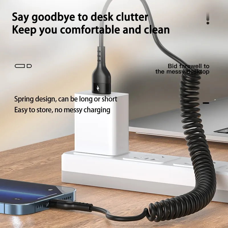 66W 5A Fast Charging Type C Cable Spring Car USB Cable Phone Charger USB C Cable 66W 5A Fast Charging Type C Cable Spring Car USB Cable Phone Charger USB C Cable
