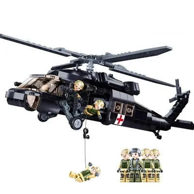 692PCS Military UH-60L Medical Rescue Aircraft Building Blocks Black Hawk Helicopter Model Bricks Kits Kids DIY Toy