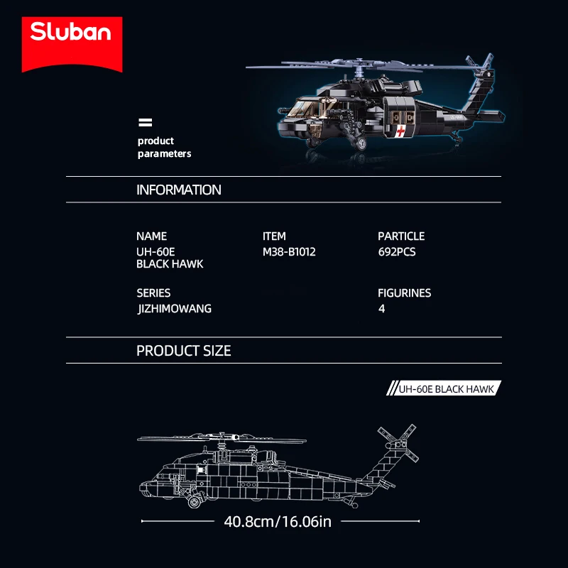 692PCS Military UH-60L Medical Rescue Aircraft Building Blocks Black Hawk Helicopter Model Bricks Kits Kids DIY Toy